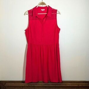 Maison Jules Pink Lace Yoke Shirt Dress